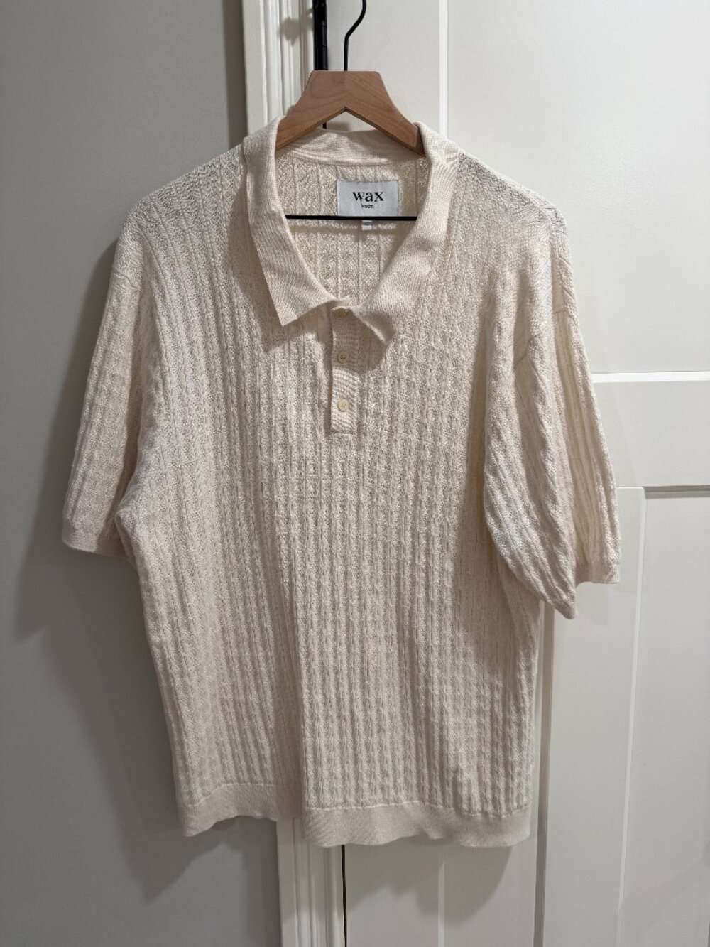 Wax London Cream Textured Knit Polo